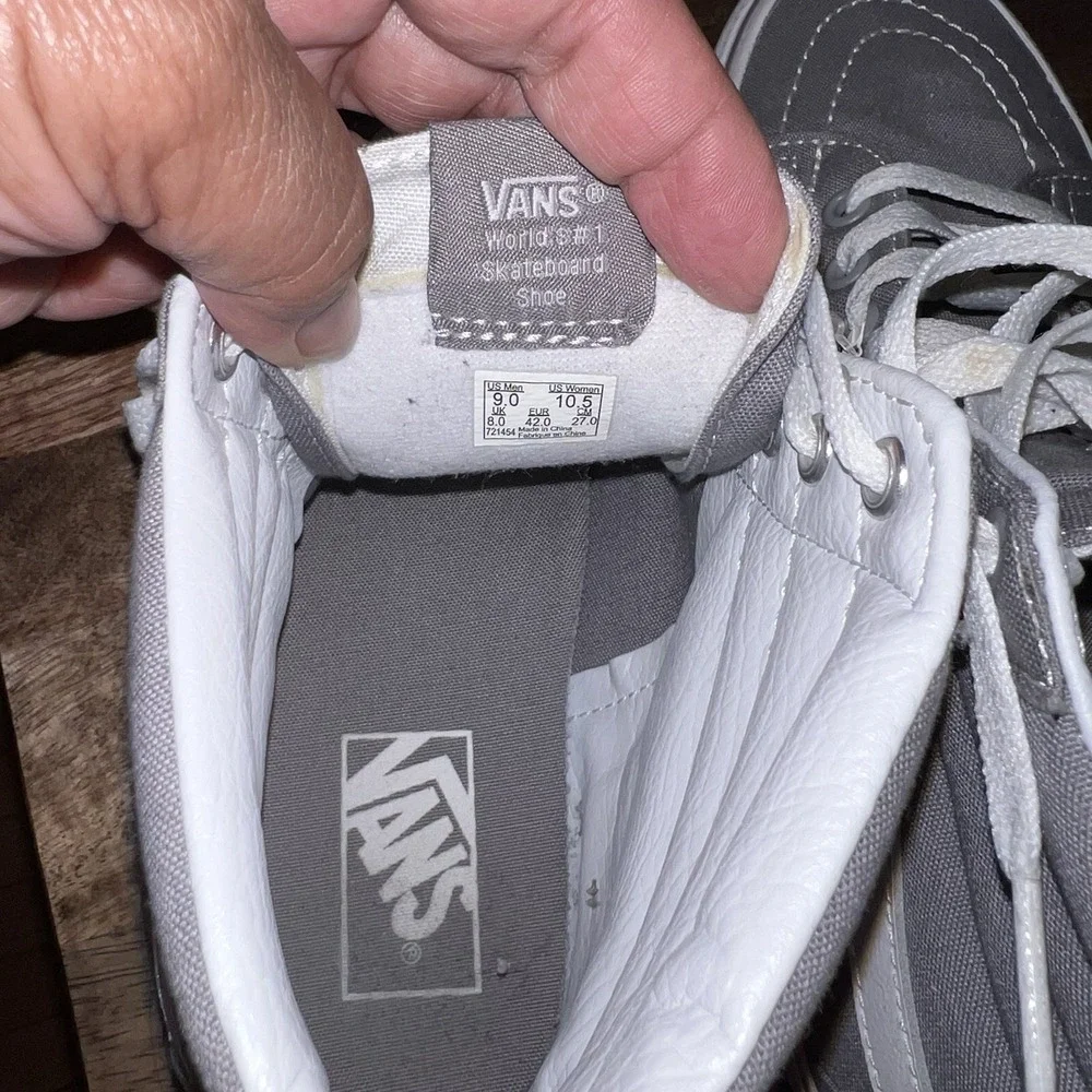 Vans Gray and White Sk8-Hi High-Top Sneakers